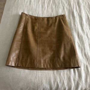 Free people olive color leather skirt